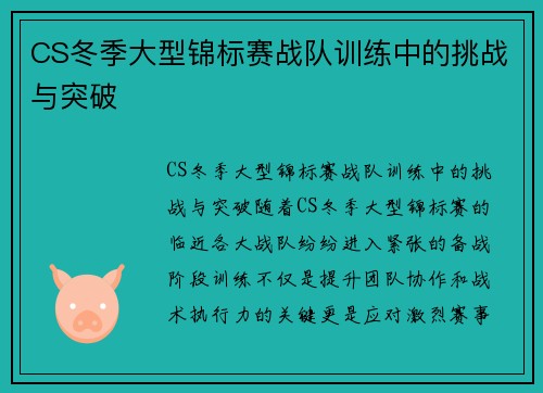 CS冬季大型锦标赛战队训练中的挑战与突破
